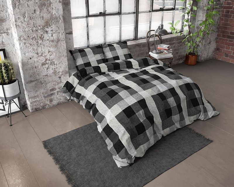 Dekbedovertrek Flanel Steef Antraciet - 200x200/220