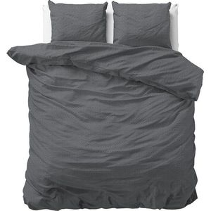 Sleeptime Flanel Jason - Dekbedovertrekset - Lits-Jumeaux - 240x200/220 + 2 kussenslopen 60x70 - Antraciet