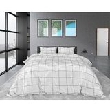 Dreamhouse Satin Deep check - Dekbedovertrekset - Lits-Jumeaux - 240x200/220 + 2 kussenslopen 60x70 - Wit