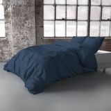 Zensation - Eenpersoons Dekbedovertrek Satin Point - Navy 140x200 cm - Microvezel - Dekbedovertrek met kussensloop