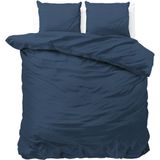 Zensation - Eenpersoons Dekbedovertrek Satin Point - Navy 140x200 cm - Microvezel - Dekbedovertrek met kussensloop