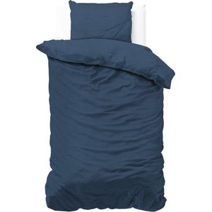 Zensation - Eenpersoons Dekbedovertrek Satin Point - Navy 140x200 cm - Microvezel - Dekbedovertrek met kussensloop