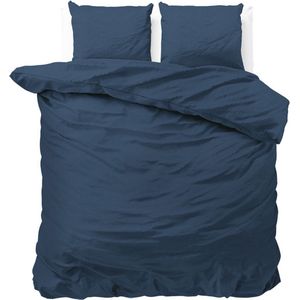Zensation - Lits-jumeaux Dekbedovertrek Satin Point - Navy 240x200 cm - Microvezel