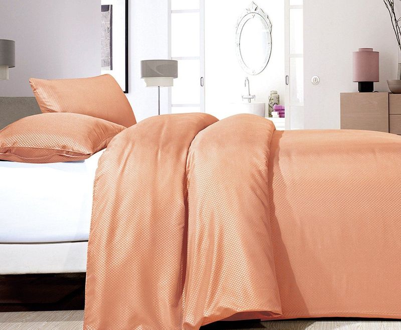 Zensation - Satin Point - Dekbedovertrek - Pastel Orange - Beige - Inclusief Kussenslopen