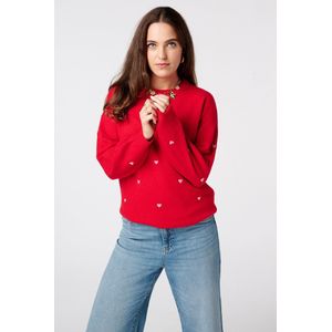 MS Mode Trui Fijn gebreide trui met geborduurde hartjes