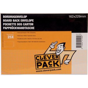 Cleverpack bordrugenveloppen, ft 162 x 229 mm, met stripsluiting, wit, pak van 25 stuks