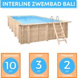 Interline Houten Zwembad Bali - Rechthoek - 790 x 400 x 138 cm - Opbouw en Inbouw Zwembad - Inclusief accessoires