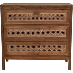 Commode met 3 laden - 90x42x85- Naturel - Teak/rotan