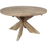 HSM Collection Ronde eettafel met kruispoot - ø130 cm - blank - teak