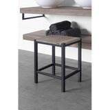 Badkamer kruk looox wooden stool met frame 35x30x45 cm massief eiken old grey mat zwart