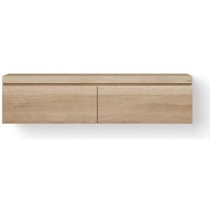 Looox Wood collection Wooden Drawer BoX ladenkast met 2 laden 160x45x46cm met softclose eiken old grey WDB1600