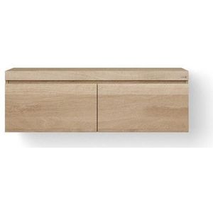 Looox Wood collection Wooden Drawer BoX ladenkast met 2 laden 120x45x46cm met softclose eiken old grey WDB1200-2