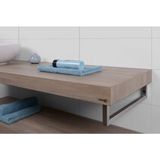 Looox Wooden Base Shelf solo R 120 cm, eiken old grey, handdoekhouders rechts geborsteld rvs