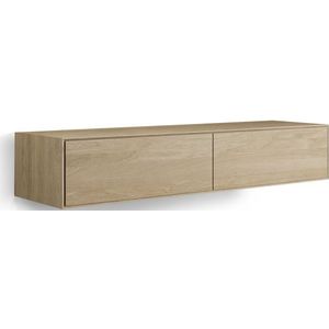 Looox Wood collection Wood wastafelonderbouwkast m. 2 laden 160x30x46cm eiken - old grey WF1600-2