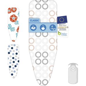 Laundryspecialist Strijkplankhoes Classic - 2 lagen en uitgerust met 3MM schuim - maat S/M voor een breedte van 32 tot 37 cm en een lengte van 110 tot 115 cm - Universeel