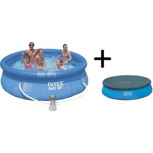 Intex Easy Set Opblaasbaar Zwembad - 366 cm - Inclusief Filterpomp en Afdekhoes