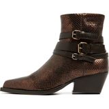 VIA VAI - 62117 - Enkellaars - Zwart - Slangenprint - Decoratieve Straps