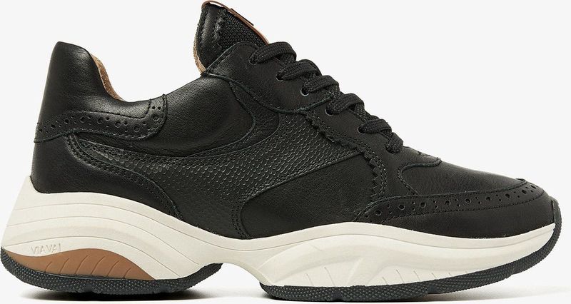 VIA VAI Pepper Britt Sneakers - Zwart - Leer en Mesh - Chunky Zool