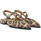Via Vai - Jazz Valerie - Slingbackballerina's - Beige/Bruin - Leer - Luipaardprint
