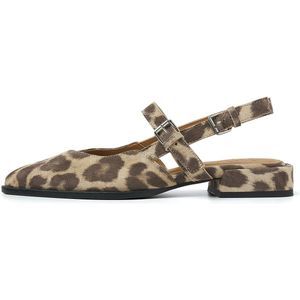 Via Vai - Jazz Valerie - Slingbackballerina's - Beige/Bruin - Leer - Luipaardprint