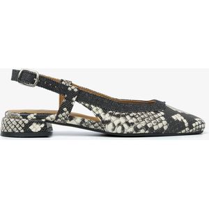 VIA VAI Julie Xena Slingback - Slangenprint - Leer en Denim - Handgemaakt in Portugal