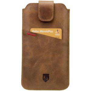 Rosso Deluxe Insteek Hoesje Echt Leer Pasjes Bruin