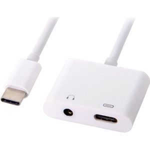Witte Universele USB-C naar USB-C + Audio Jack Adapter