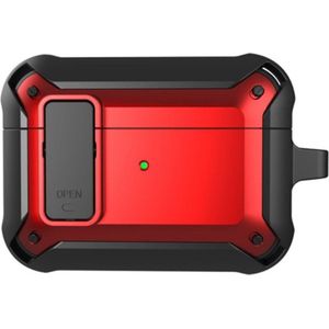 Apple AirPods 3 Hoesje Shockproof Cover met Karabijnhaak Zwart Rood