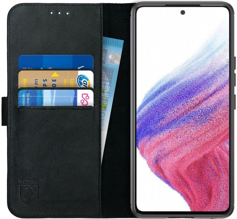 Rosso Deluxe - Samsung Galaxy A53 Hoesje - Echt Leer - Zwart