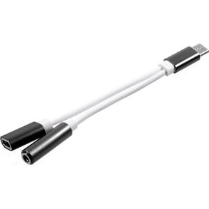 USB-C Naar 3.5mm Jack en USB-C Splitter 12CM Zwart / Wit