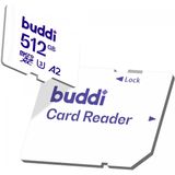 Buddi MicroSDXC Geheugenkaart met SD Kaart Adapter 512GB Wit