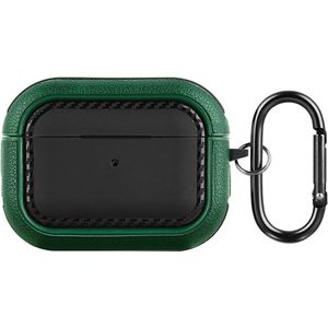 Airpods Pro 1/2 Kunstlederen Schokbestendig Hoesje Zwart/Groen