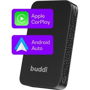 Buddi Play 2 Bluetooth Adapter voor Apple CarPlay & Android Auto | Draadloze Dongle Android Auto | Ontvanger Apple CarPlay | USB-A en USB-C | Nederlandse Interface | Voor iPhone, Google en Samsung