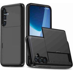 Samsung Galaxy S24 Plus Hoesje met Slider Kaarthouder Back Cover Zwart