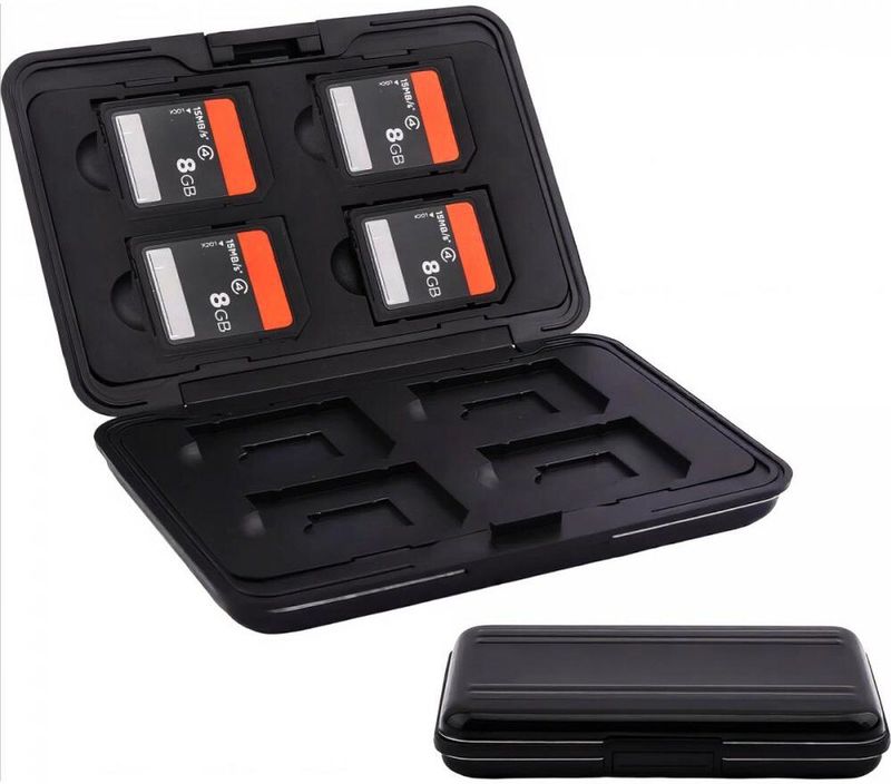 SD Kaart Houder - 8x2 Kaarten Slots - Zwart