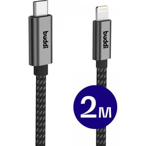 Buddi Flex USB-C naar Lightning Kabel 20W Fast Charge 2M Zwart