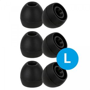 3 Pack Siliconen Large (L) Dopjes Oordopjes Vervanging Tips Flexibele Eartips Geschikt voor Oordopjes / Headsets Inclusief opbergdoosje Zwart