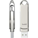 Buddi - USB-C Stick - Grijs - 128GB - Dual Geheugenstick - USB 3.1 - Plug & Play