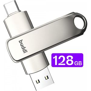 Buddi - USB-C Stick - Grijs - 128GB - Dual Geheugenstick - USB 3.1 - Plug & Play