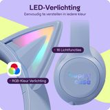 HappyCase - Kinder Koptelefoon - Paars - Bluetooth - Volume Begrenzer - LED Verlichting