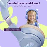 HappyCase - Kinder Koptelefoon - Paars - Bluetooth - Volume Begrenzer - LED Verlichting
