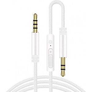 3.5mm Jack naar 3.5mm Jack Aux Kabel Met Microfoon - Geschikt voor Koptelefoons - 1.2 Meter - Wit