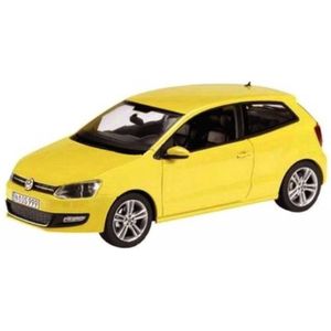 Modelauto/speelgoedauto Volkswagen Polo GTI Mark 5 - geel - 9 cm - schaal 1:43