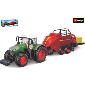 Burago - Fendt 1050 Vario - Tractor - Inclusief Balenpers - Speelgoed