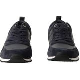 Tommy Hilfiger Heren Runner Sneaker Iconic Leather Suede Mix Runner sportschoenen, Blauw Midnight, 47 EU
