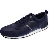 Tommy Hilfiger Heren Runner Sneaker Iconic Leather Suede Mix Runner sportschoenen, Blauw Midnight, 47 EU