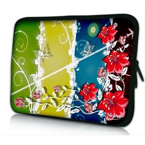 Sleevy 13.3 laptophoes rode bloemen - laptop sleeve - Sleevy collectie 300+ designs