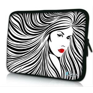 Sleevy 10 laptop/tablet hoes artistieke vrouw in zwart wit - tablet sleeve - sleeve - universeel