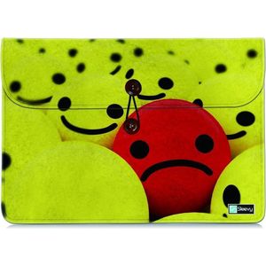 Sleevy 13,3 vilt laptophoes gele en rode smiley - laptop sleeve - Sleevy collectie 300+ designs