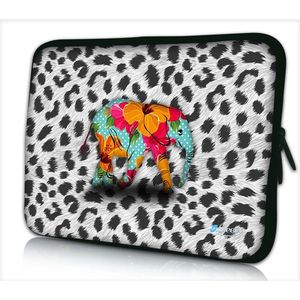 Laptophoes 15,6 inch olifant bloemenprint - Sleevy - laptop sleeve - laptopcover - Alle inch-maten & keuze uit 250+ designs! Sleevy